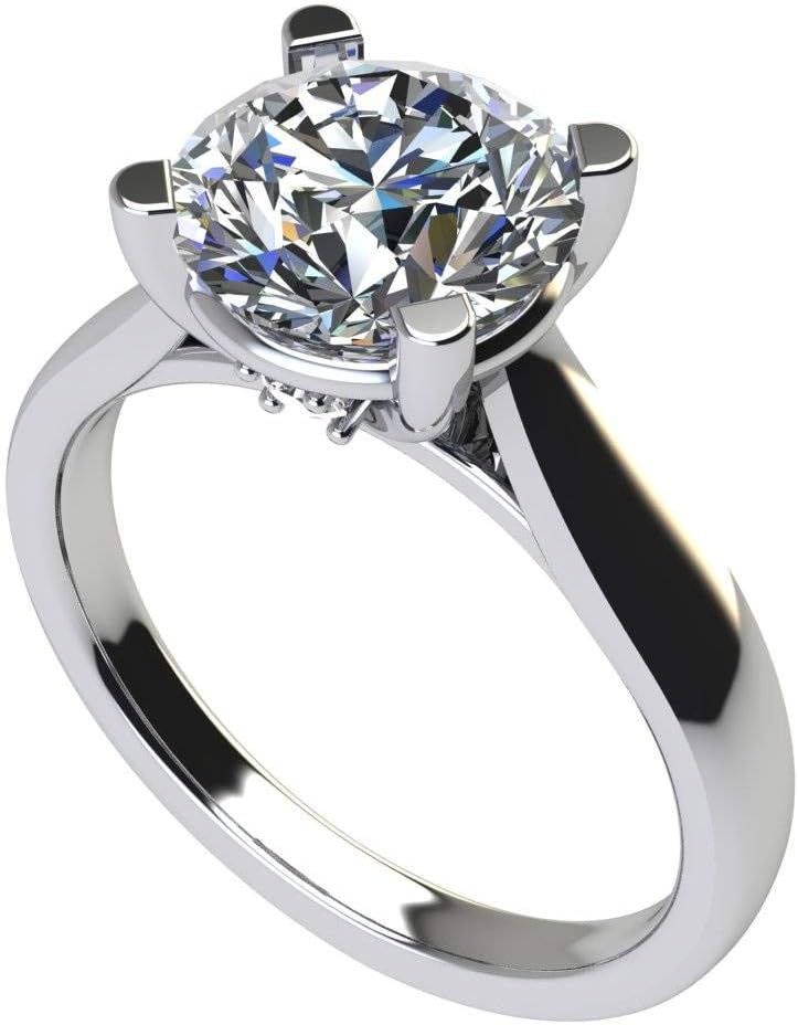 NANA Sterling Silver Round Brilliant Cut Lucita Solitaire Engagement Wedding Ring Made with Pure Brilliance Swarovski Zirconia