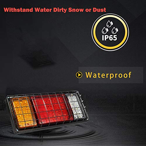 40 LED Trailer Lights Truck Tail Light Turn Signal Brake Lights with Iron Net Protection 12V Waterproof LED Tail Lights for Truck Boat Trailer UTV RV