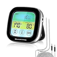 SMARTRO ST59 Digital Meat Thermometer for Oven BBQ Grill Kitchen Food Smoker Cooking with 2 Probes and Timer