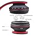 Old Shark Foldable Bluetooth Over-Ear Headphone for Kids, On-Ear Wireless Headset for Adults Built-in Mic with 3.5mm Audio Cable Red and Black