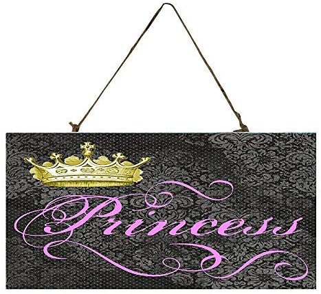 SIGNS Black and Pink Princess Printed Handmade Wood