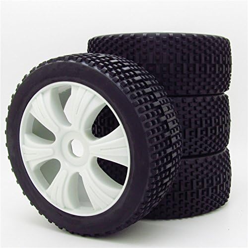 4PCS Hub Wheel Rim&amp;Tires w/Square Box Pattern RC 1:8 Off-Road Tyre 17mm Hex Grey