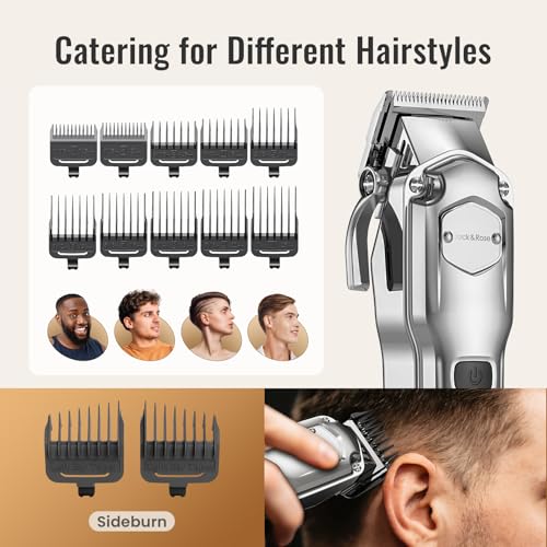Jack&Rose Hair Clippers Men, Cordless Hair Clippers, Clippers for Men Haircut, Barber Clippers, Professional Hair Trimmer Shaver with LED Display, IPX7 Waterproof