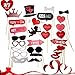 Valentine's Day Photo Booth Props | Creative Valentines Day Kid Party Supplies |Mustache on Stick Heart Angel with Sticks - 27 PCS