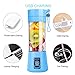 USB Portable Juicer Cup Blender, Household Juicer fruit shake Mixer with 6PCS Blades in 3D, 380ml cooking machine with USB Charger Cable (blue)