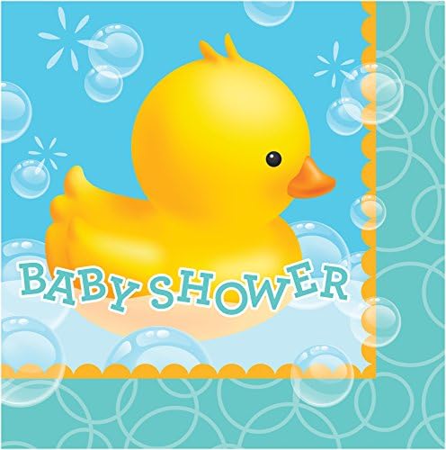Creative Converting Rubber Duck Baby Shower Paper Napkins Party Supplies, Multicolor
