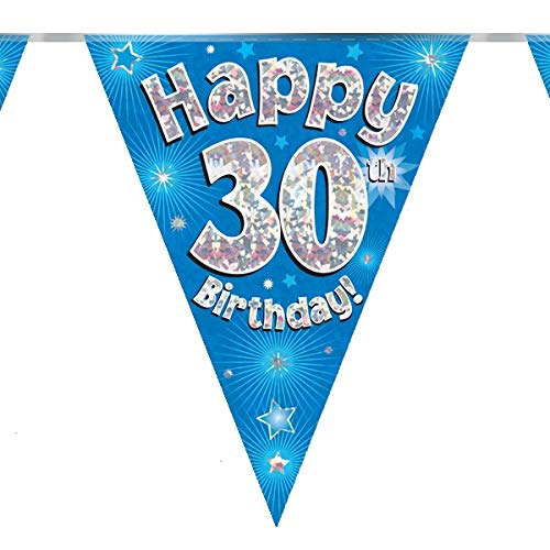 30th Birthday Blue Birthday Party Flag Banner Bunting Age 30