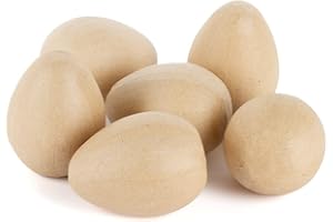 Pack of 6 Paper Mache Eggs by Factory Direct Craft - Unfinished Paper Mâché Eggs Ready to Paint, Decoupage and Decorate for Easter, Everyday and Christmas Holidays (Size: 4-1/4" H x 2-3/4" Dia)