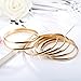 Faenlior 18k Gold Plated Stackable Bangle Bracelet Set of 7 Pieces Charm Jewelry Accessories for Women