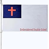 Embroidered Christian Cross Flag for Outside 3x5 Heavy Duty 340D Polyester Material Christianity Cross Jesus Flag Outdoor with 2 Metal Grommets 4 Rows of Stitching