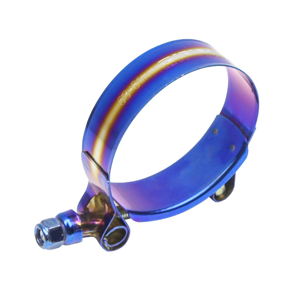 Kyostar T-Bolt Clamp Assortment Adjustable Stainless Steel Hose Clamps Titanium Blue Clamp Diameter Ranger for 2 inch (53-61mm)