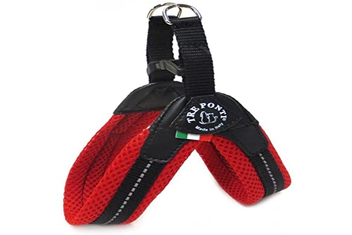Tre Ponti Fibbia Small Dog Mesh Harness, 1 cm, Red