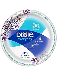 Dixie Everyday Paper Plates, 8 1/2 Inch Plates, 85 Count; Designs May Vary