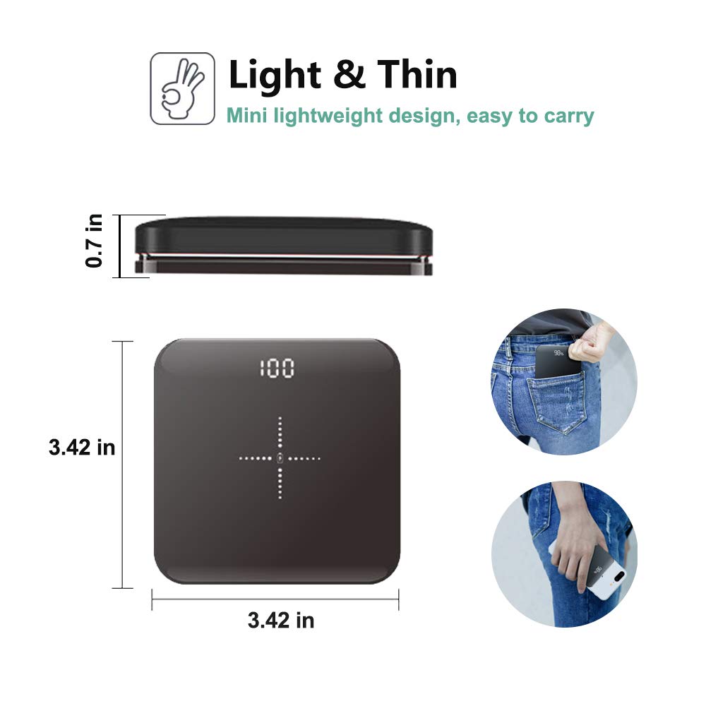 UCMDA Chargeur sans Fil, Chargeur Rapide sans Fil Qi 8000mAh, Mini Batterie Externe pour Samsung S10/S9/S8/S7/Note 9/8/7 iPhone X/XS/XR/8 Plus et Autres - Noir