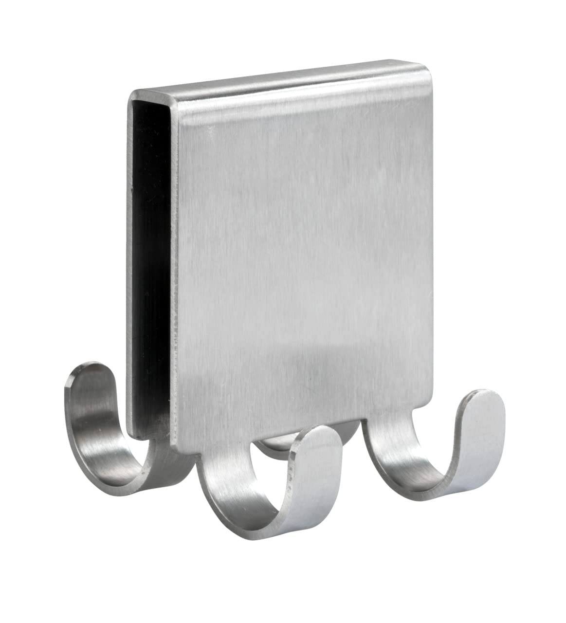 WENKO Vieste Duo 23787100 Double Shower Hooks for Shower Screen with 4 Hanging Options Stainless Steel Matte 5.x6 x 7 cm