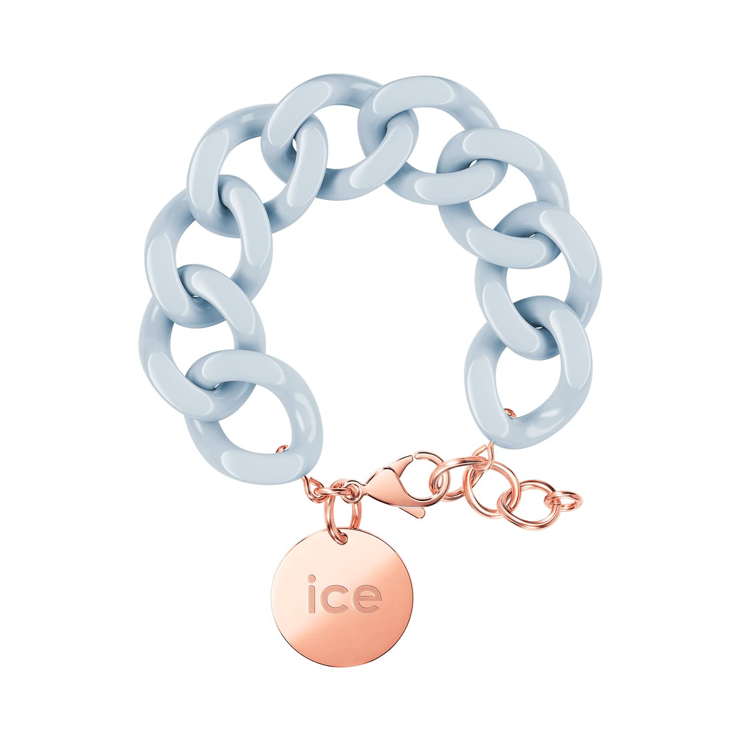 ICE - Jewellery - Chain bracelet - Pastel Blue - Rose-gold - Chunky Chain Bracelet for Women in Blue Colour with a Rose-Gold Medal (020920)