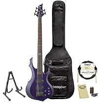 ESP F-155DX-DSTP-KIT-1 Dark See Thru Purple 5-String Electric Bass with Accessories and Gig Bag
