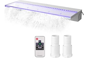 Happybuy Fountain Spillway 35x3.2x8.1 Inch, Pool Waterfall Fountain 17 Colors Led, Pool Water Fall Kit with Remote, Pool Spillway Solid Acrylic Pool Waterfall for Garden Pond, Swimming Pool, Square
