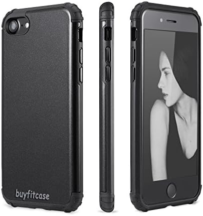 IIGOCG iPhone 7 Plus Case Heavy Duty Dual Layer Ultra Armor Shock Absorbing Case Integrated Magnetic Metal Case Cover With Free Screen Protector For iPhone 7 Plus,Black