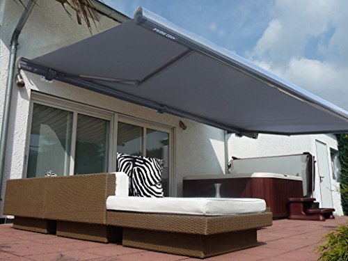 Prime Tech Elektrische Kassettenmarkise 500 x 300cm grau, Tuch anthrazit-grau – Bild 4