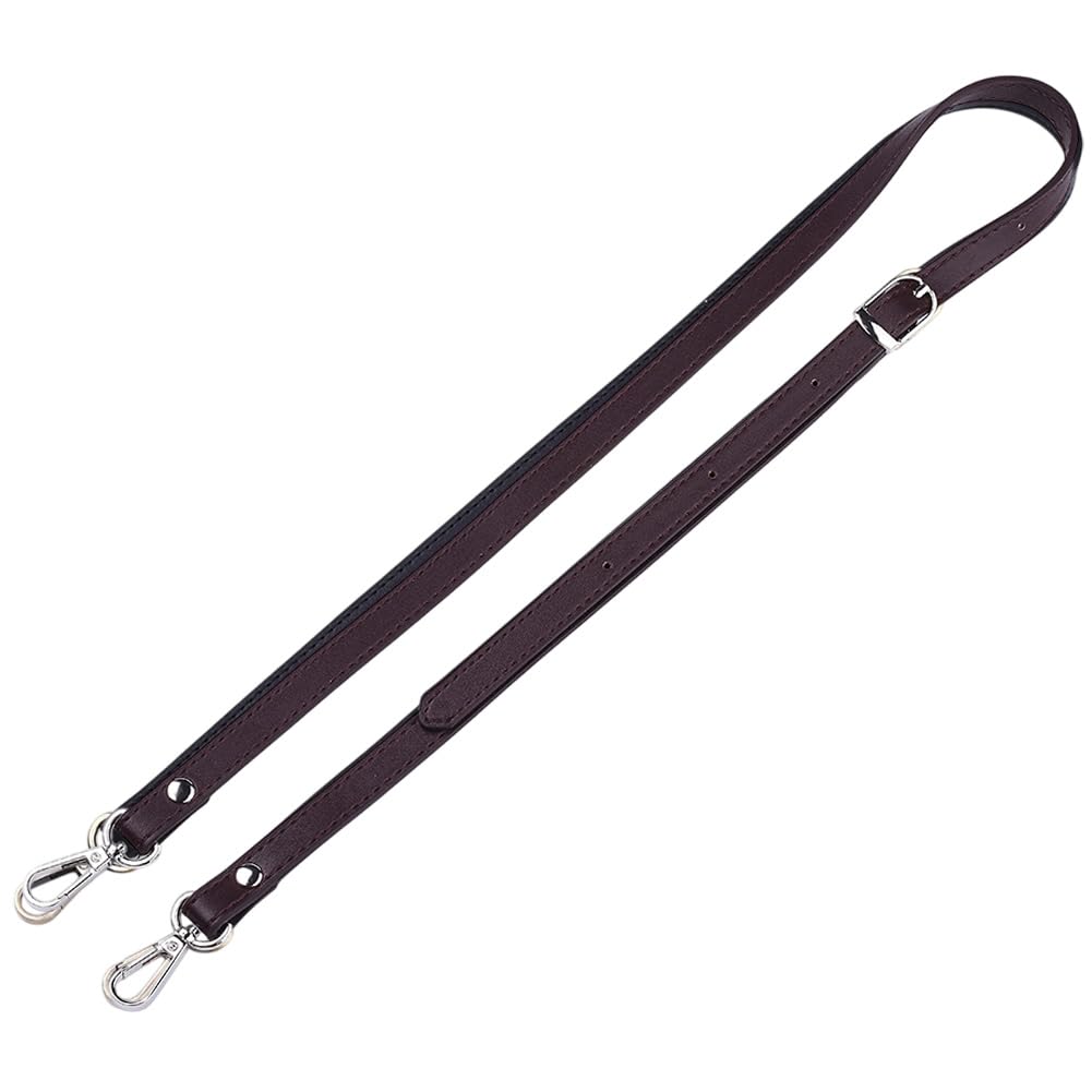 CALFOVERA 89-109cm x 14mm PU Leather Purse Strap Replacement for Women Soft Dark Brown Adjustable Thin Crossbody Strap with Alloy Buckles for Cross Body Shoulder Bag Handbags DIY Making Supplies