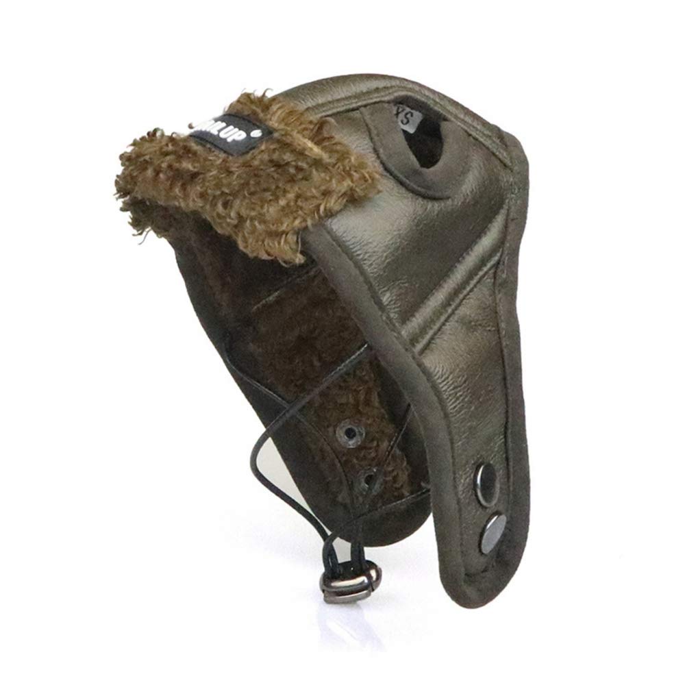 Dog Aviator Hat,PU Dog Winter Pilot Caps, with Adjustable Chin Strap & Ear Holes for Autumn Winter Cold Weather