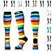 NEWZILL Medical Compression Socks for Women & Men Circulation 20-30 mmHg, Best for Running Athletic Hiking Travel Flight Nurses (Rainbow Stripes, L/XL)