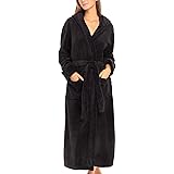 Alexander Del Rossa Women's Soft Plush Fleece Hooded Bathrobe, Full Length Long Warm Lounge Robe with Hood