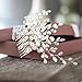 Denifery Bridal Pearl Hair Comb Wedding Hair Comb Ivory Headpiece Delicate Pearl Hair Piece Crystal and Pearl Bridal Hair Comb Wedding Accessory Rhinestone Hair Piece (Silver)