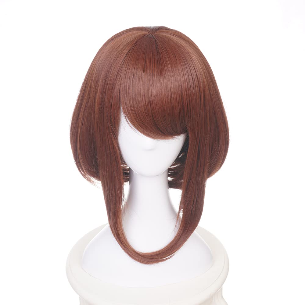 Dark Brown Bob Short Cosplay Wig with Long Sideburn Heat Resistant Synthetic Costume Hairs for Women Halloween Cos Anime Party Replacement Wigs