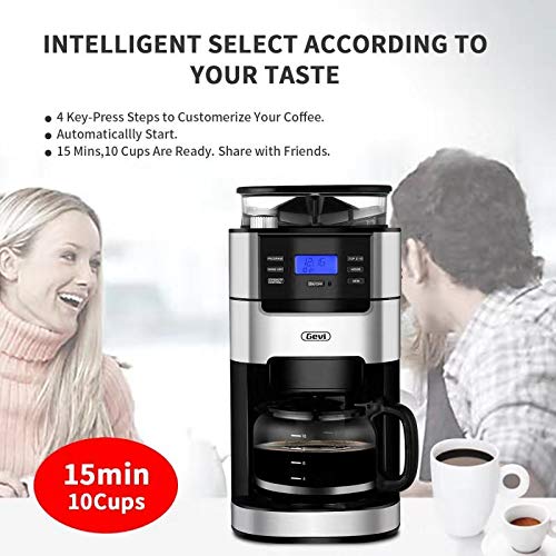 Gevi Coffee Maker 10 Cups Drip Grind and Brew Coffee Machine Builtin