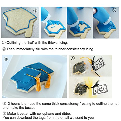 SveBake Graduation Cookie Cutter Set - 6 Pieces Rust-proof Stainless Steel Biscuit Cutters with Shapes of Graduation Cap, Gown,Diploma,Bouquet - Thumbnail 5