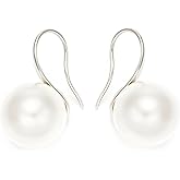 Pearl Earrings for Women 18K Gold Plated Huggie Hoop Earrings with Freshwater Pearls AAAA+ Elegant Leverback Dangle Pearl Earrings Handpicked Hypoallergenic Drop Stud Earrings