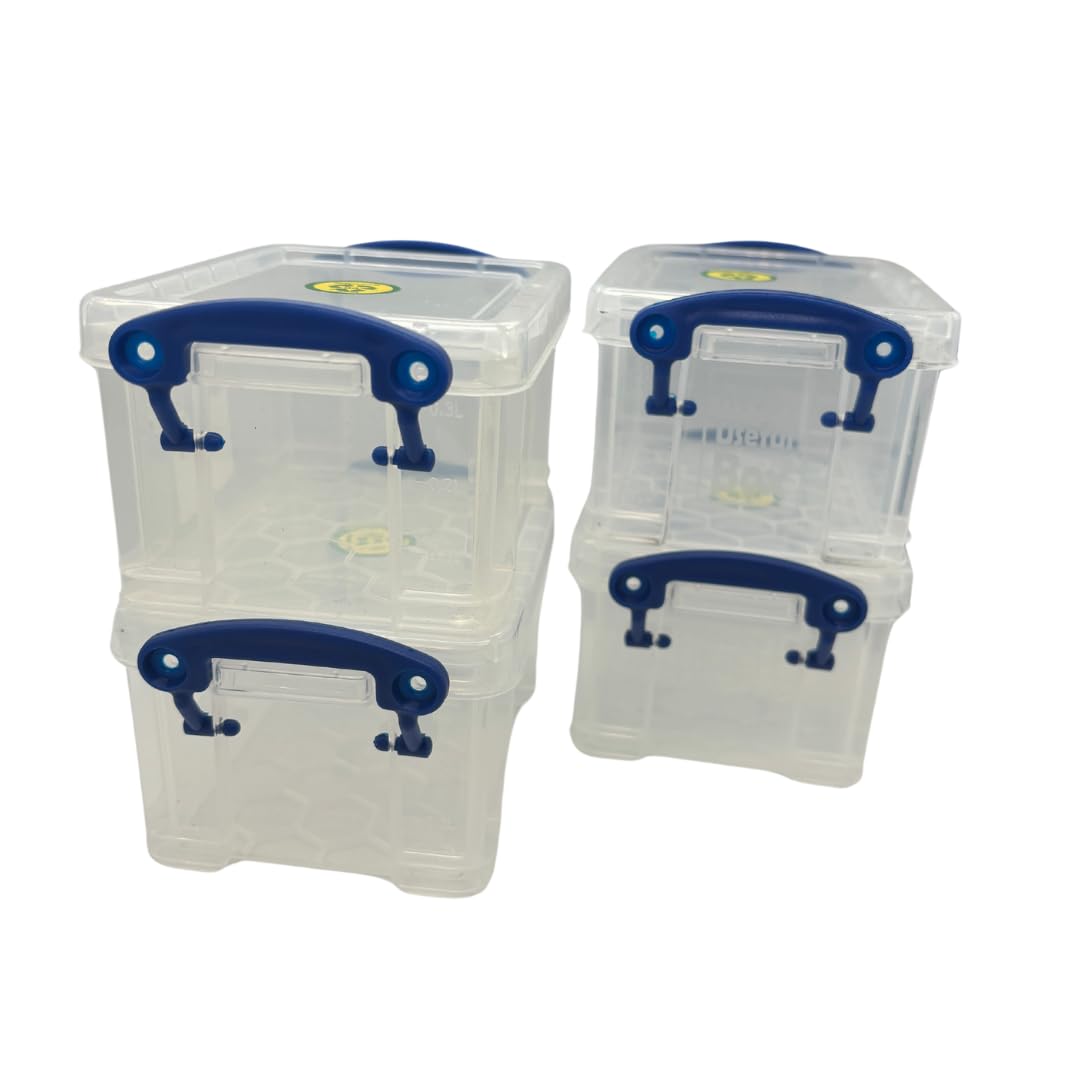 Really Useful Plastic Storage Box 0.3 Litre Clear (Pack of 4) (Clear)
