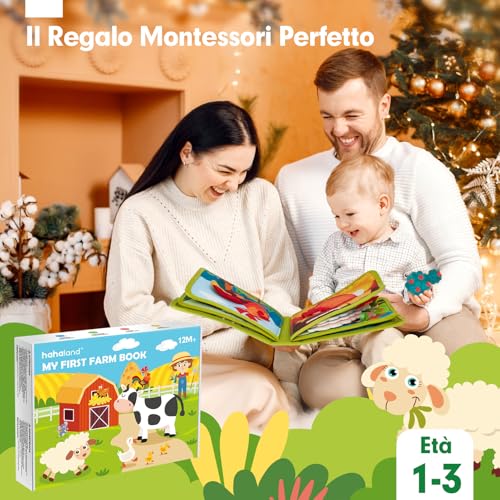 hahaland Busy Board Montessori Interactive Book 1 Year – Quiet Book Sensory Educational – Montessori Games 1 2 3 Years Table Felt Panel Activity Case Educational Gift for Children