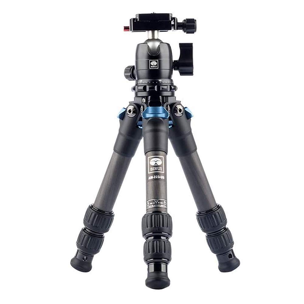 SIRUI AM-223 Carbon Fiber Travel Tripod for Camera, Mini Tabletop Tripod with B-00K 360° Ball Head for Arca Swiss Plate, Max Height 16.6", Folded Height 12.1", Loads up 33lbs