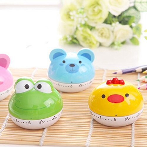 Yiwa Cartoon Animal Kitchen Timer Cute Cooking Mechanical Home Decor Pink