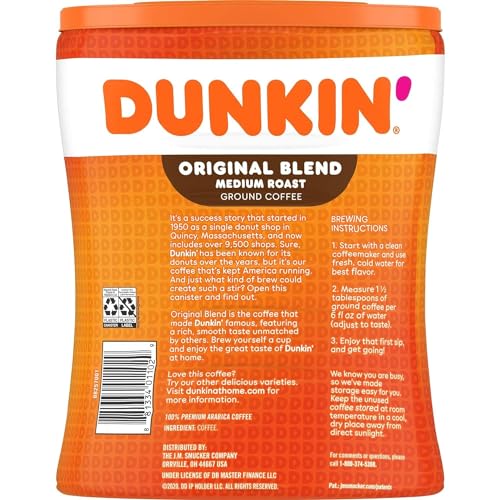 DUNKIN’ ORIGINAL BLEND MEDIUM ROAST GROUND COFFEE, 30 OUNCE