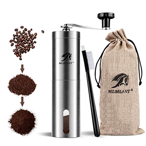 MLMLANT Handheld-Hand-Espresso-Kaffeemühle mit Kurbel, konischer Grat, Keramik, französische kompakte Mühle, Bohnen, Set…