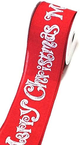 LUV RIBBONS Canvas "Merry Christmas" Ribbon, 2 1/2" by 10 yd, Red