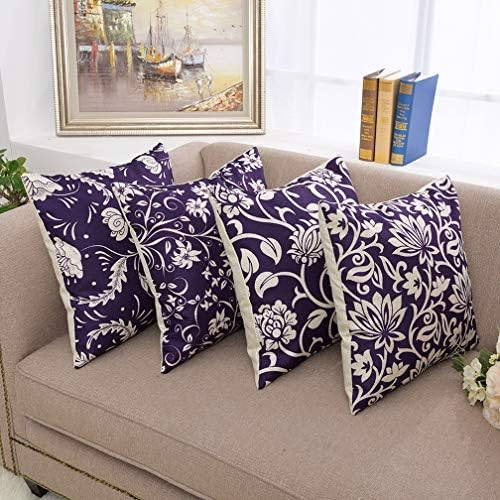 Yinnazi Fashion Geometric Pattern Throw Pillow Covers Square Decorative Cushion Case Sofa Printing Pillowcase,18 inch,Set of 4,Many Color,Deep Purple White