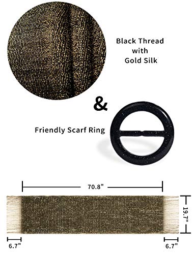 Shawls and Wraps Black/Gold - Thumbnail 2