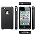 UARMOR Case for Apple iPhone 4 / iPhone 4S, Hybrid Dual Layer Protective Case with Hard Plastic and Soft Silicone Shockproof Durable Fullbody Protection Case, Black