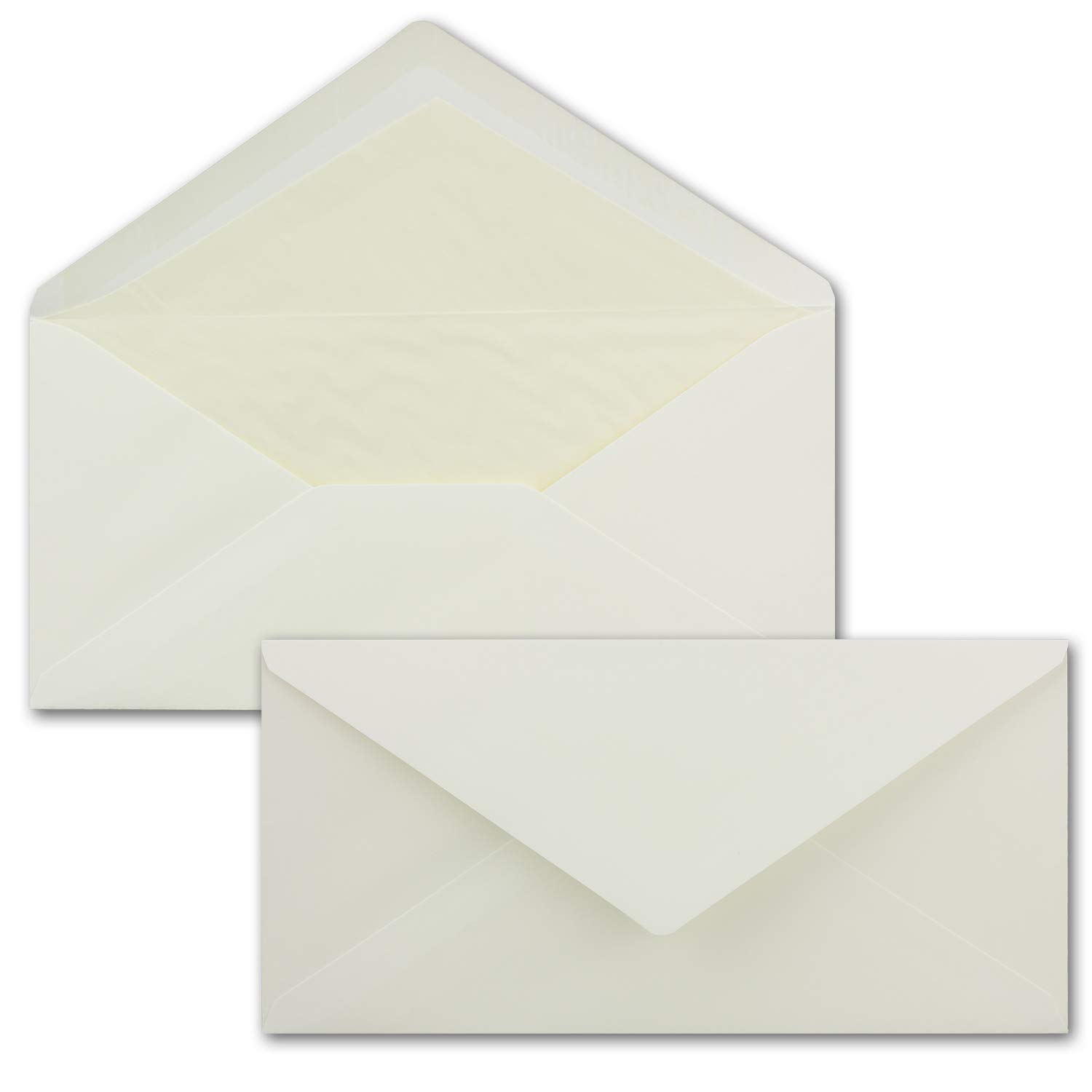 DIN Long Envelopes Colourful with White Silk Lining 11 x 22 cm 80 g m² Ideal for Invitations Christmas Cards Greeting Cards from the Colourful Series 100 Stück 81 cream with white inner lining