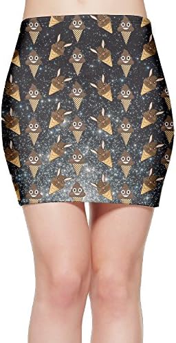 Cute Poop Bunny Funny Poop Emoji Women's Slim Mini Pencil Skirt Bodycon Skirt Above Knee XL