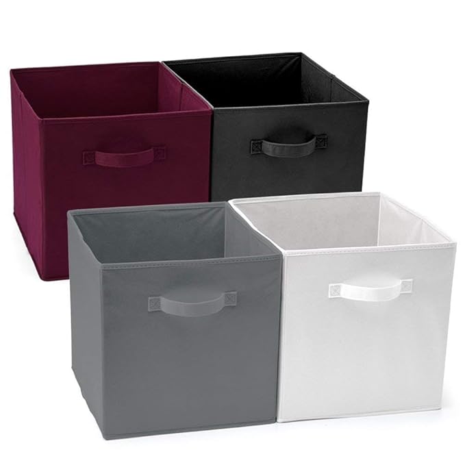 EZOWare Set of 4 Foldable Fabric Basket Bin, Collapsible Storage Cube