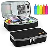 Pencil Case, Abrzon Big Capacity Pen Case Desk Organizer with Zipper for School & Office Supplies - 8.74x4.3x2.17 inches, Black