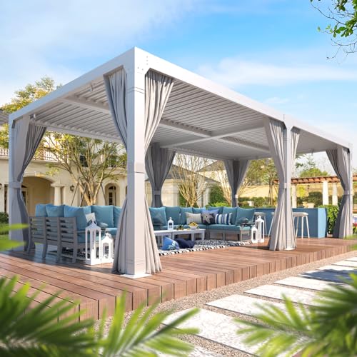 UPHYB 12x24 Louvered Pergola Review: Adjustable Roof with Curtains and Mesh image 21