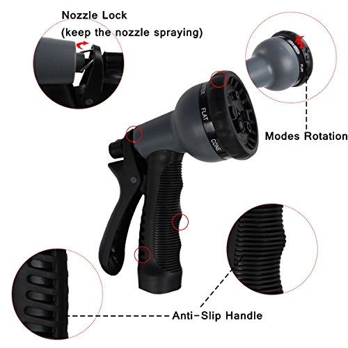 Expandable Garden Hose Set 50Ft/100Ft Magic Garden Water Hose Stretchable Hosepipe with 8-pattern Spray Nozzle & Copepr Brass Connectors & Wall Holder by Naisidier