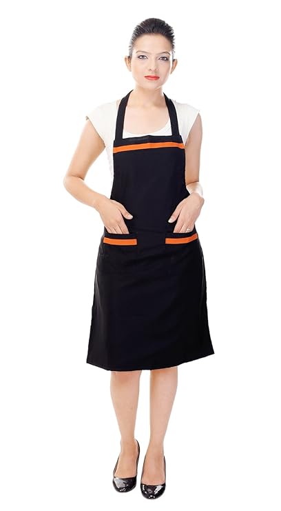 Switchon Waterproof Kitchen Polyester 30lx23w Inch Apron New Style, Black Orange